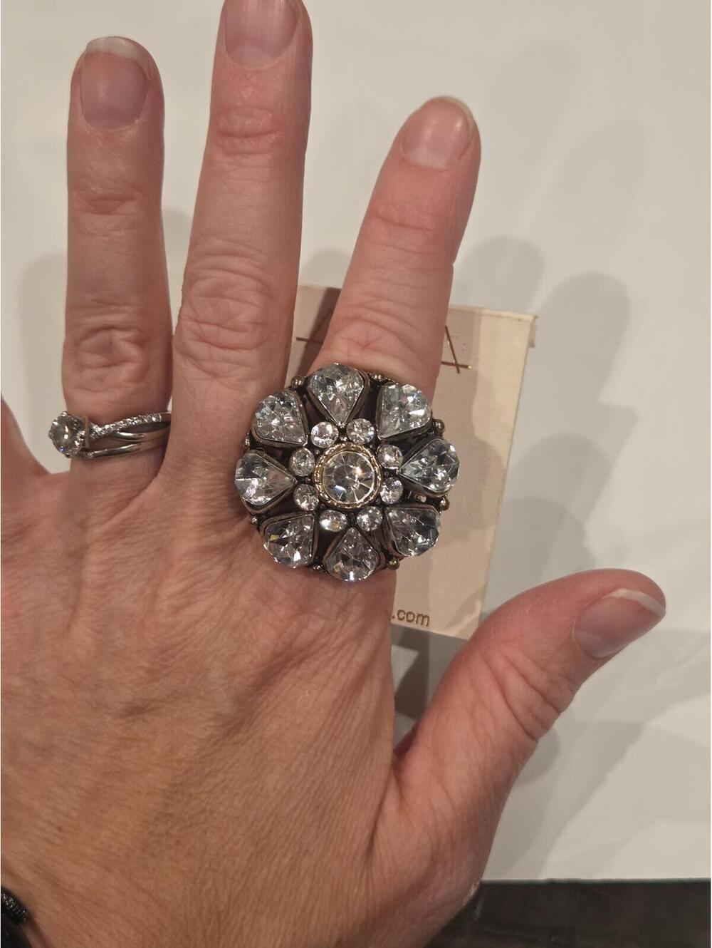 vintage- Amrita Singh Large Crystal Flower Ring